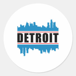 Detroit USA City Cityscape Skyline Funny Gift Idee Runder Aufkleber
