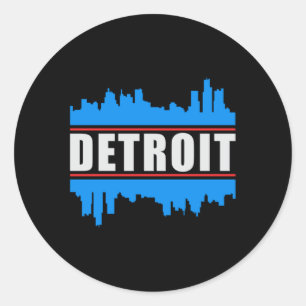 Detroit USA City Cityscape Skyline Trip Funny Gift Runder Aufkleber