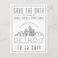 Detroit Wedding | Stilisierte Skyline Save the Dat