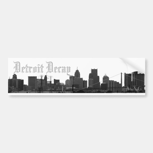 Detroit-Zerfall (Skylineaufkleber) Autoaufkleber (Vorne)