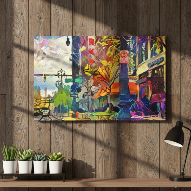 Detroits Abstraktes Stadtspektrum Leinwanddruck (Detroit's Abstract Urbanity Spectrum Canvas Print)