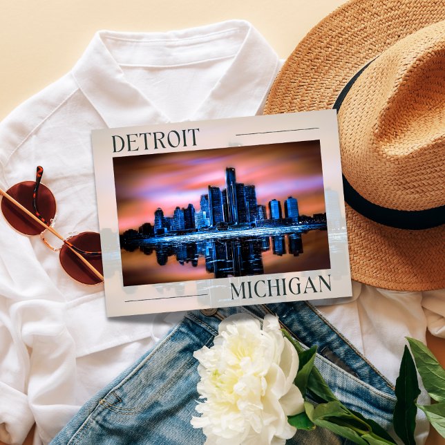 Detroit's Dusk Dreamscape Postcard Postkarte (Detroit's Dusk Dreamscape Postcard)