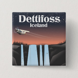 Dettifoss Island Reiseplakat. Button