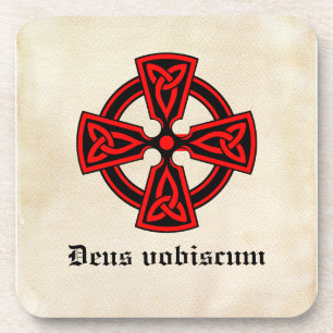 Deus Vobiscum Celtic Cross Getränkeuntersetzer