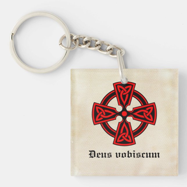 Deus Vobiscum Celtic Cross Schlüsselanhänger (Vorderseite)