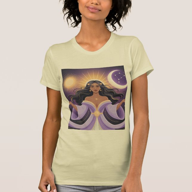 Deusa Lua Sol Mulher Mística Camiseta Espiritual B T-Shirt (Vorderseite)