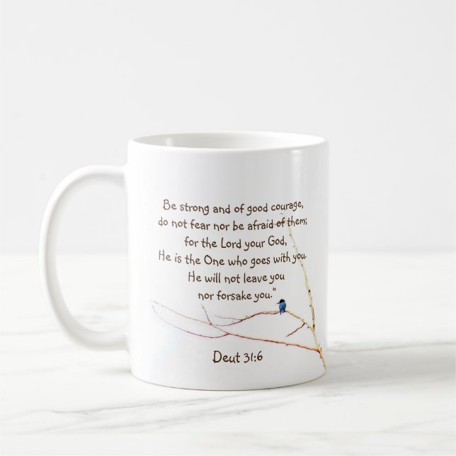 Deut 31:6 Du bist kein alleinbibeler Kingfisher Bi Kaffeetasse (Links)