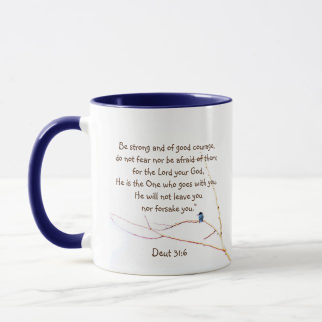 Deut 31:6 Du bist kein alleinbibeler Kingfisher Bi Tasse (Links)