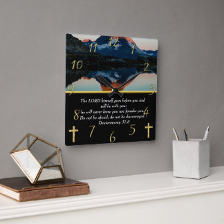Deuteronomie 31:8 Christlicher Glaubenssee Quadratische Wanduhr