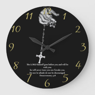 Deuteronomie 31:8 Händekreuz Große Wanduhr