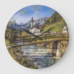 Deuteronomie 31:8 Kirche in der Nähe des Berges Große Wanduhr