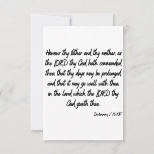Deuteronomie 5:16 KJV Bible Verse Flachgrüße Karte