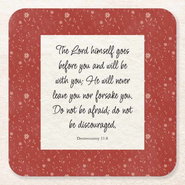 Deuteronomy 31:8 Bible Verse Image Paper Napkin Rechteckiger Pappuntersetzer (Vorderseite)