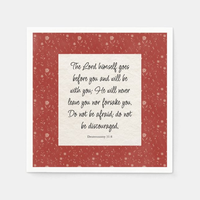 Deuteronomy 31:8 Bible Verse Image Paper Napkin Serviette (Vorderseite)