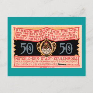 Deutsch 1921 "Zeulenroda" 50 Pfennig Postkarte
