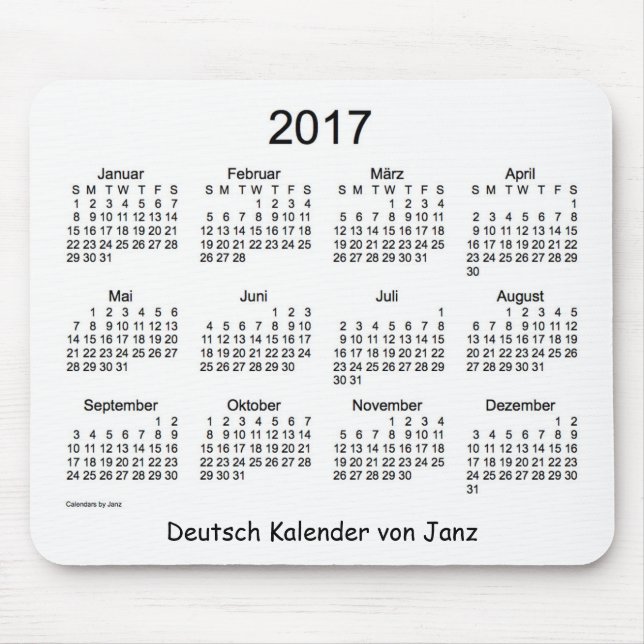Deutsch 2017 Kalender Mousepad (Vorne)