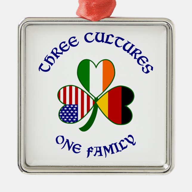 Deutsch 3 Kulturen Silbernes Ornament (Vorne)