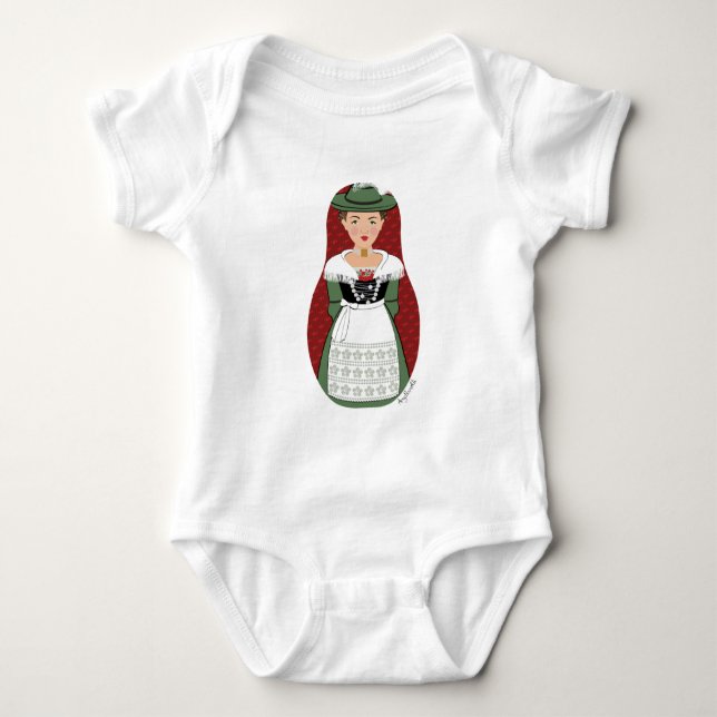 Deutsch, Bayerisch, Matryoshka Baby Bodysuit Strampler (Vorderseite)