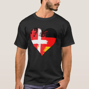 Deutsch-Dänische Herz-Erbe-Flagge T-Shirt