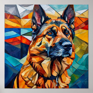 Deutsch: 🧩 Deutsche Schäferhund-Mosaik-Hundeportr Poster