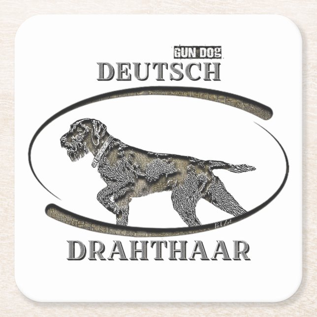 Deutsch Drahthaar, bester Kanonenhund Rechteckiger Pappuntersetzer (Vorderseite)