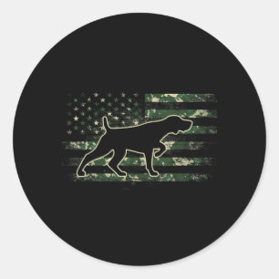 Deutsch Drahthaar Camo Amerikanische Flagge USA Runder Aufkleber