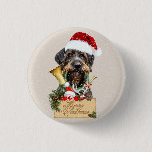Deutsch Drahthaar, Frohe Weihnachten! Magnet Button