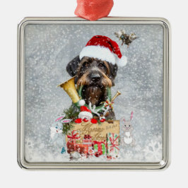 Deutsch Drahthaar, Frohe Weihnachten! Ornament Aus Metall