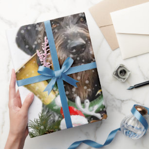 Deutsch Drahthaar, Frohe Weihnachten! Schaltfläche Geschenkpapier