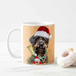 Deutsch Drahthaar, Frohe Weihnachten! Schaltfläche Kaffeetasse