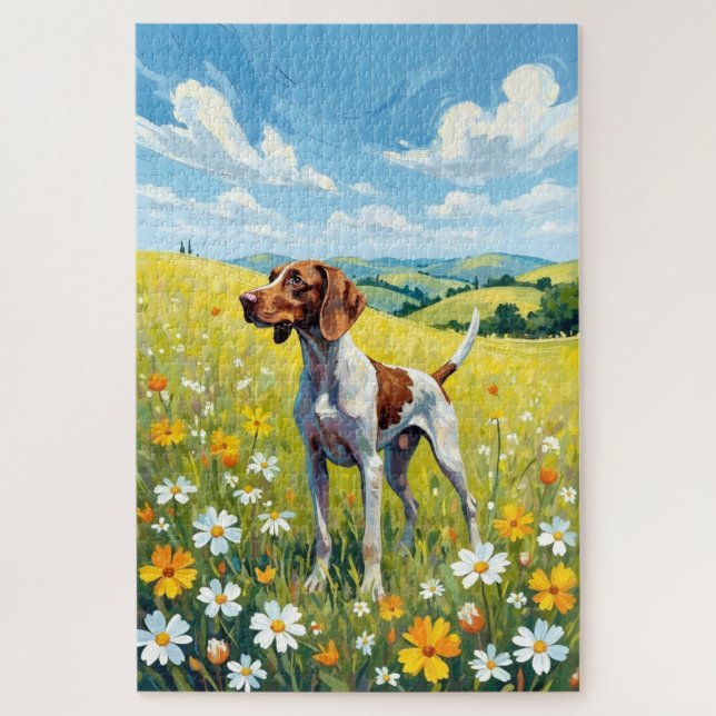 Deutsch Drahthaar Frühlingswiese Hund Puzzle (Vertikal)