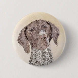 Deutsch Drahthaar Gemälde - Original Kunst Button