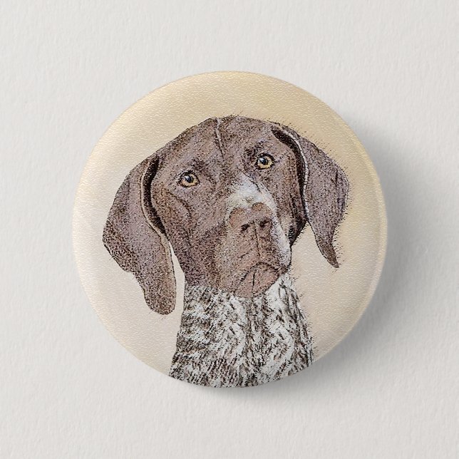 Deutsch Drahthaar Gemälde - Original Kunst Button (Vorderseite)
