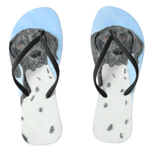 Deutsch Drahthaar Gemälde - Original Kunst Flip Flops