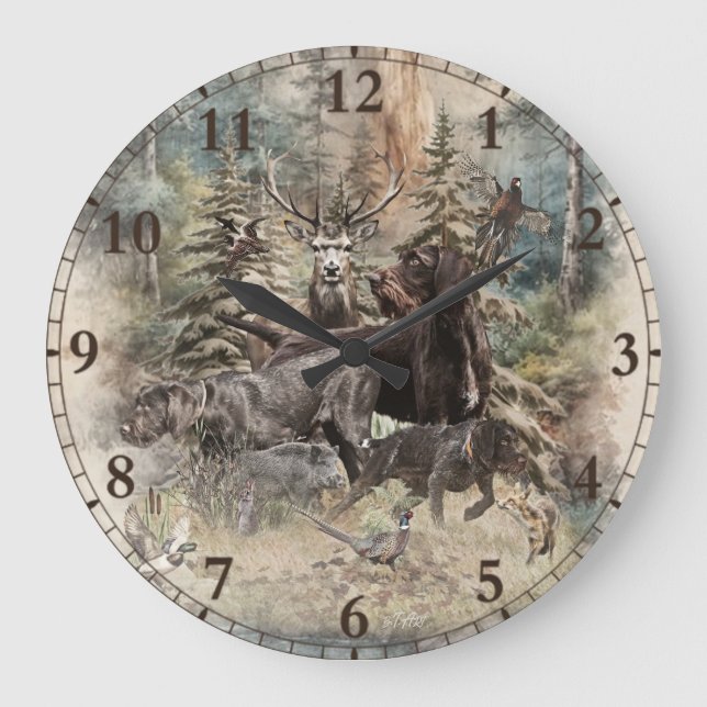 Deutsch Drahthaar Große Wanduhr (Vorderseite)