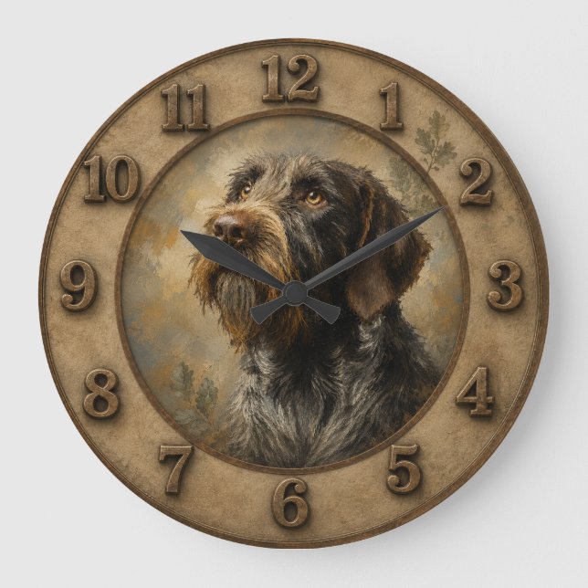 Deutsch Drahthaar Große Wanduhr (Vorderseite)
