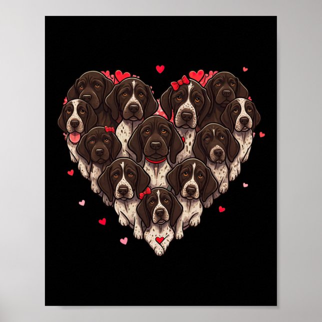 Deutsch Drahthaar Herz Valentinstag Damen  Poster (Vorne)