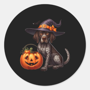Deutsch Drahthaar Hexen Halloween Runder Aufkleber