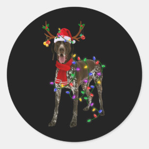 Deutsch Drahthaar Hund Baum Weihnachtslicht Runder Aufkleber