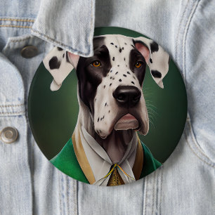 Deutsch-Drahthaar-Hund in St. Patrick's Day-Kleid Button