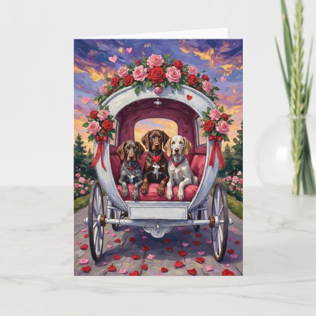 Deutsch Drahthaar Hund Valentinstag  Karte (Vorderseite)