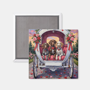 Deutsch Drahthaar Hund Valentinstag  Magnet