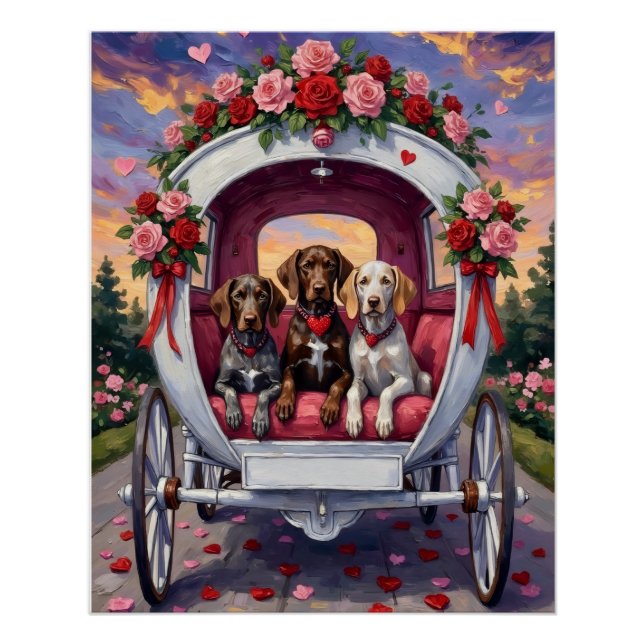 Deutsch Drahthaar Hund Valentinstag  Poster (Vorderseite)
