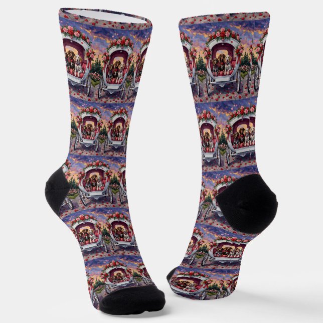 Deutsch Drahthaar Hund Valentinstag  Socken (Gewinkelt)