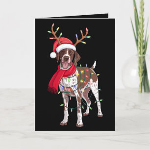 Deutsch Drahthaar Hund Weihnachtsgeweih Karte