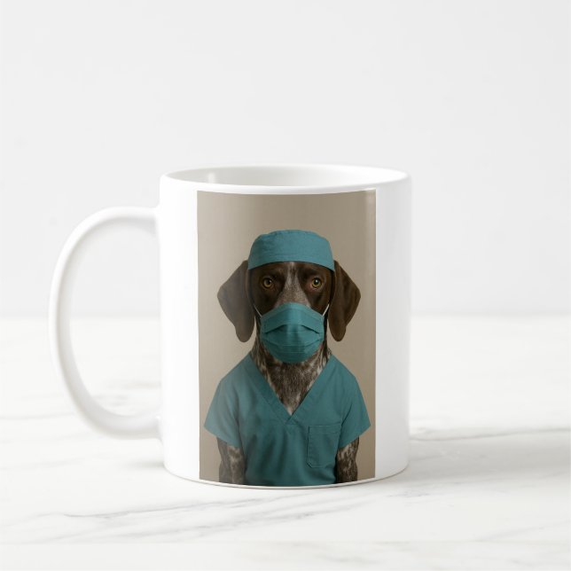 Deutsch Drahthaar in Arbeitskleidung Kaffeetasse (Links)
