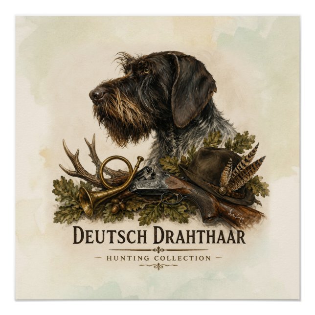 Deutsch Drahthaar - Jagdkollektion Poster (Vorderseite)