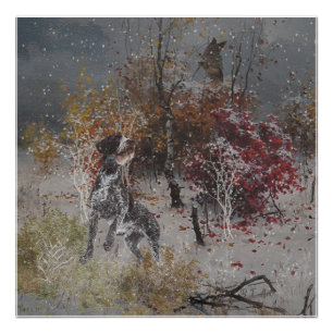 Deutsch Drahthaar mit Waldschnepfe im Winter  Poster