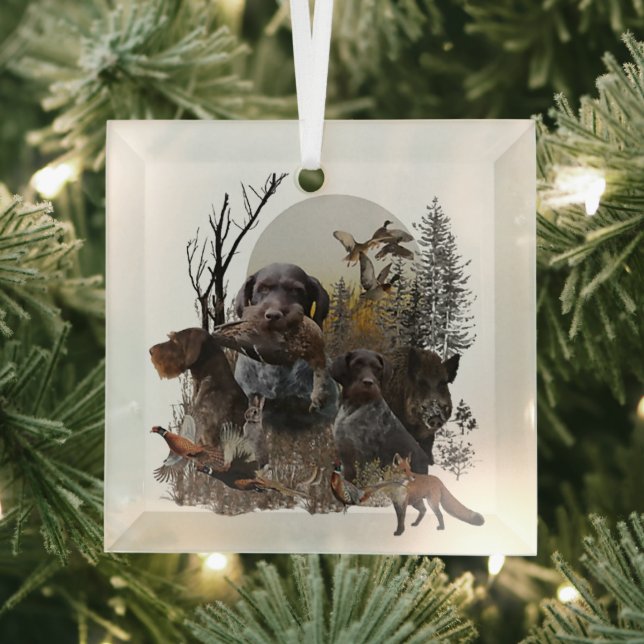 Deutsch Drahthaar Ornament Aus Glas (Insitu)
