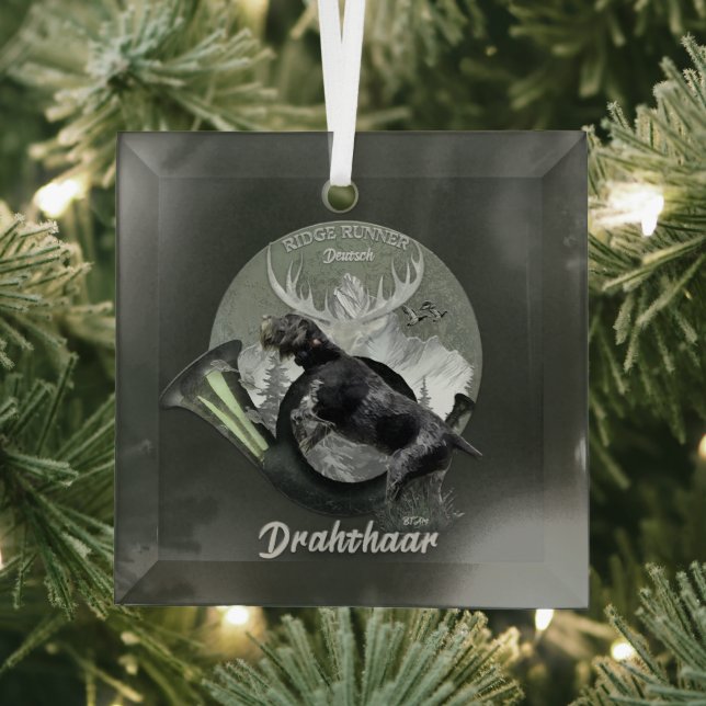 Deutsch Drahthaar Ornament Aus Glas (Insitu)